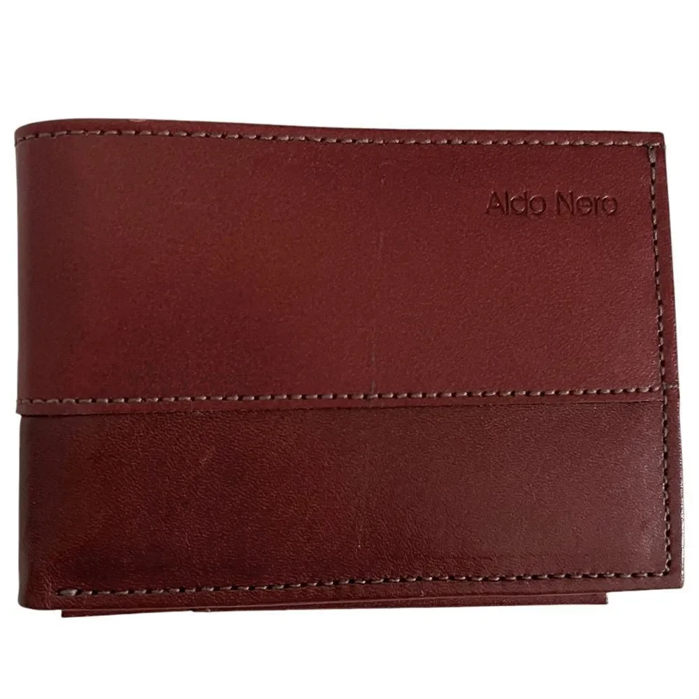 Men’s Leather Bifold Wallet by Aldo Nero  Gorgeous Bicolor Rich Dark Brown